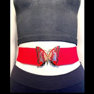 VINTAGE Butterfly Elastic Belt - Sz Sm Adjustable